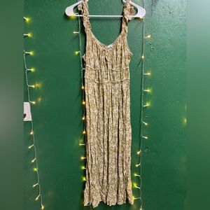 Lush Olive and Cream Patterned Dress